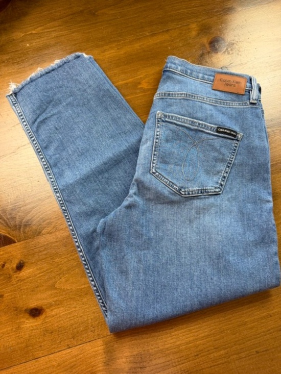 Calvin Klein Jeans Denim - Calvin Klein High Rise Straight Leg Jeans Blue Denim Frayed Hem Women's 29 / 8